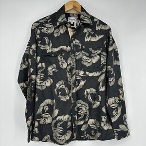 VTG Ace of Diamond floral pearl snap black Long sleeve button down shirt medium